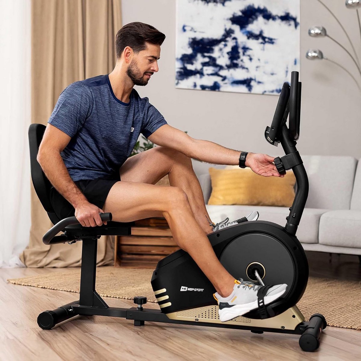 Ergometer Ligfiets met 9,5 kg Vliegwiel en 8 Weerstandsniveaus