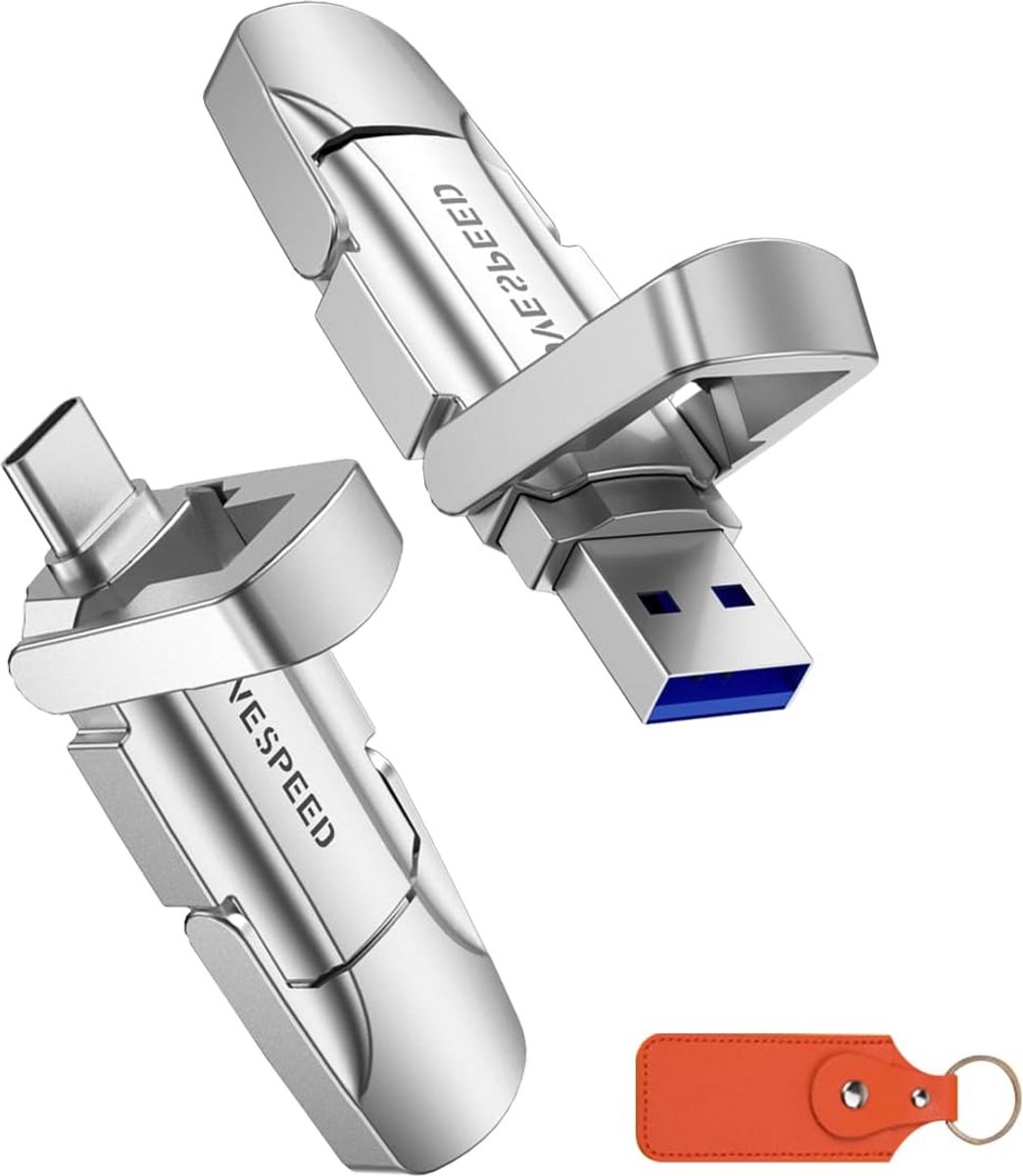 512GB USB Stick 3.2 SSD Type-C Dual Interface Hoge Snelheid met Sleutelhanger