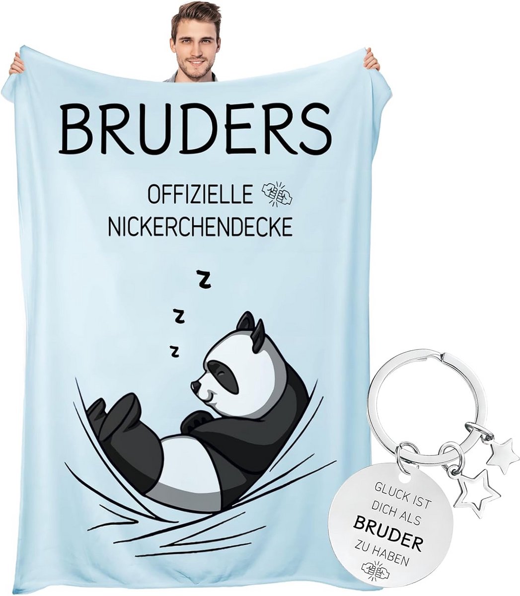 Warme Flanellen Deken en Sleutelhanger Cadeauset voor Broer