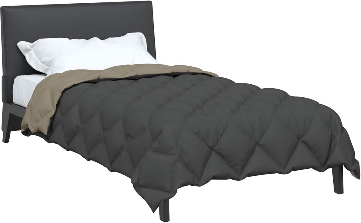 Warm Tweepersoons Dekbed Donslook Lichtgrijs Antraciet 200x135 cm Microvezel