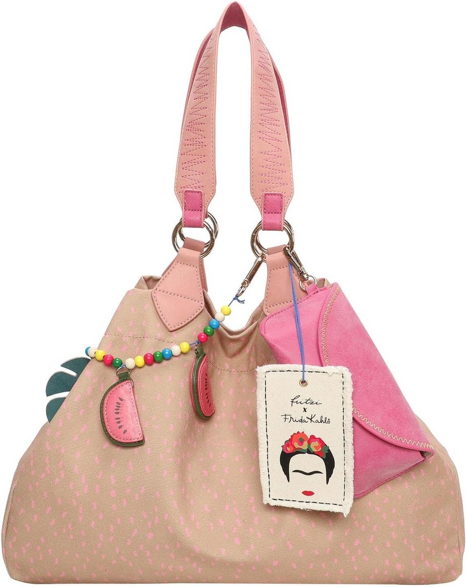 Limited Edition Denim Shopper Tas met Meloen Print - Grote Canvas Schoudertas
