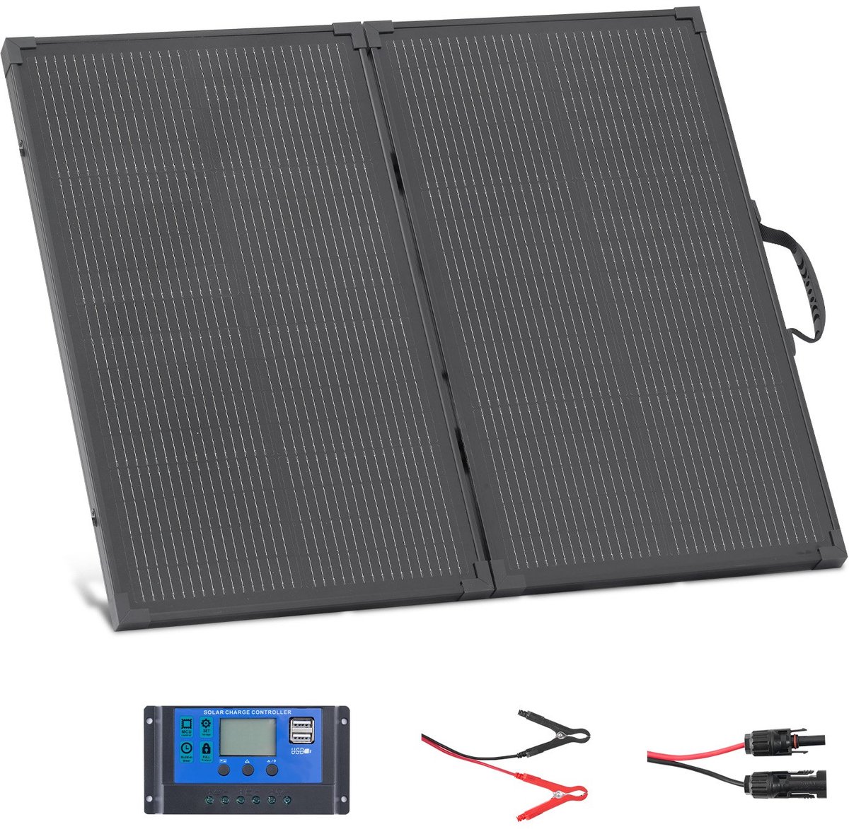 Opvouwbaar Zonnepaneel - Draagbare Zonnelader 100 W - Monokristallijn 16BB N-type - 24% Rendement - IP67 Waterdicht - 30A PWM-controller & MC4-aansluiting - Voor Kamperen