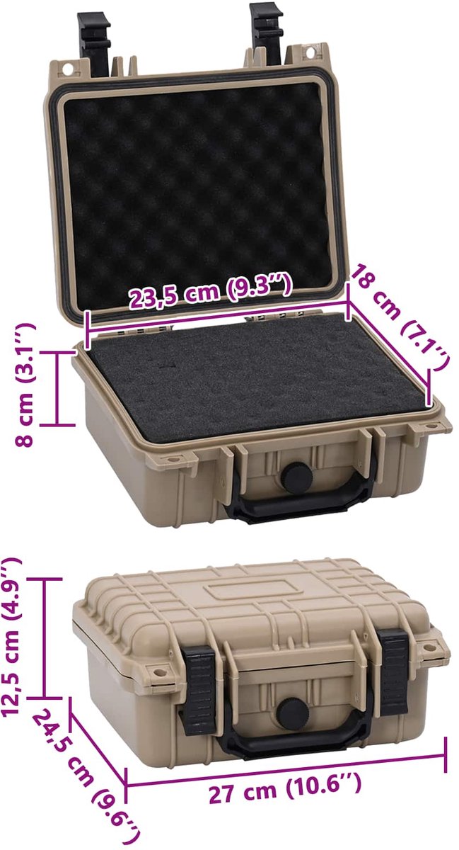 vidaXL - Hard - bagagecase - Zand - 27 - x - 24,5 - x - 12,5 - cm - Polypropyleen - en - ABS