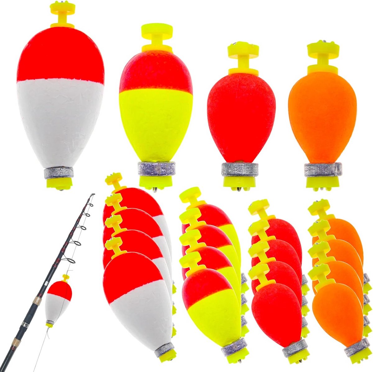 Set Schuim Visdobbers met Kliksysteem - Drijvers en Bobbers Assortiment