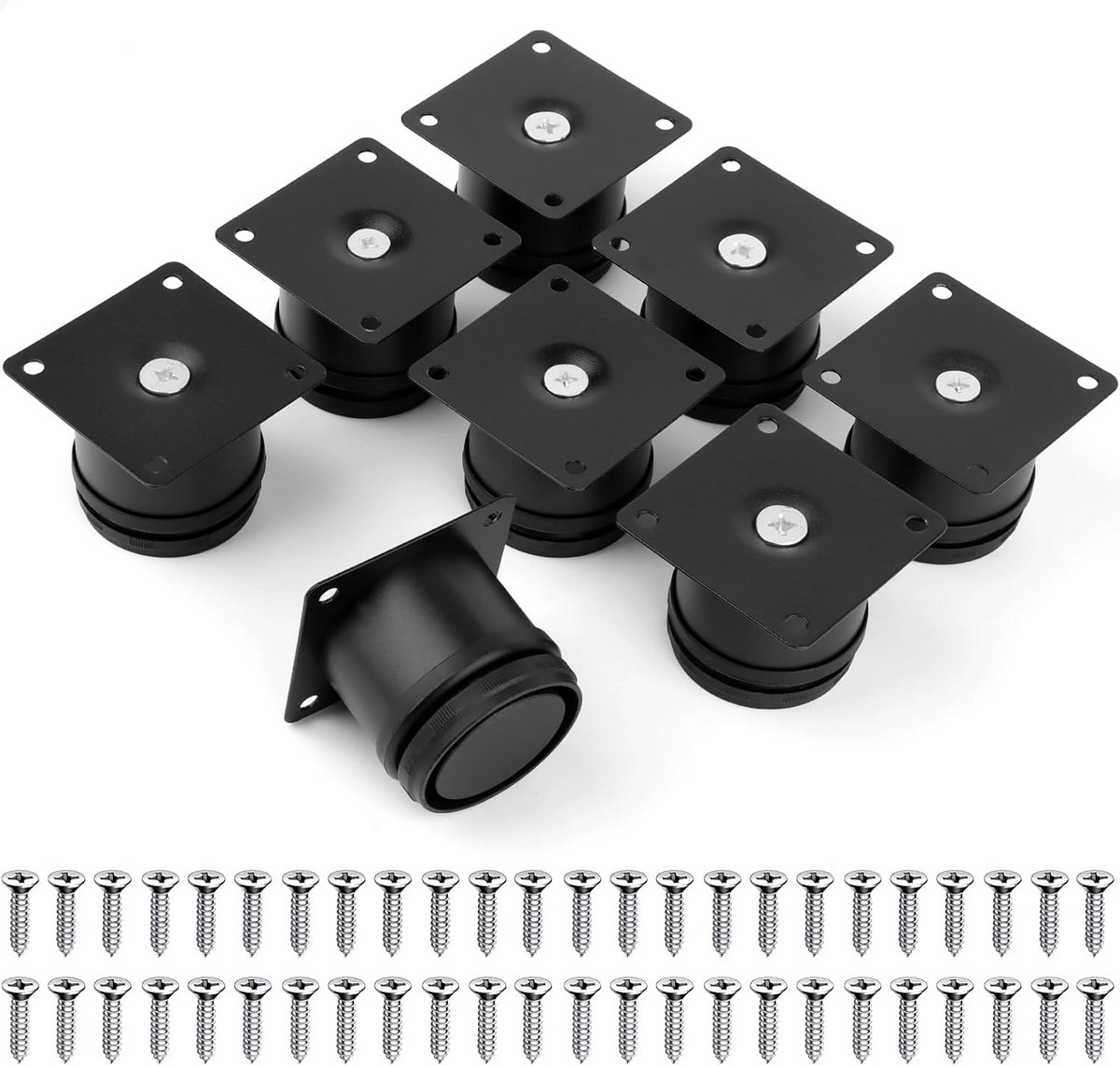 Set van 8 Verstelbare Meubelpoten RVS voor Bank, Tafel en Bed (+ Schroeven)