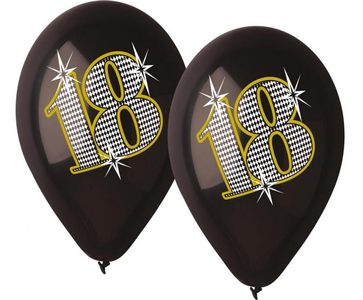 Lang zal je leven Zwart Gefeliciteerd 18 ballonnen, 5 stuks 30 cm (12 inch)