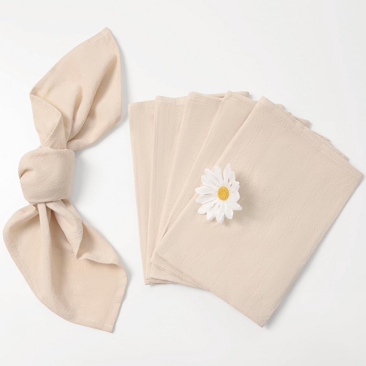 Set van 6 Beige Katoenen Stoffen Servetten Herbruikbaar 40x40 cm