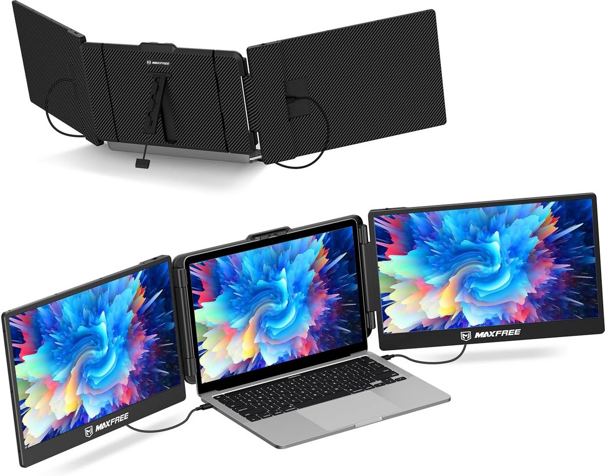 Drievoudige Draagbare Monitor voor Laptop 14 inch - 1080P HD Schermverlenger Plug & Play