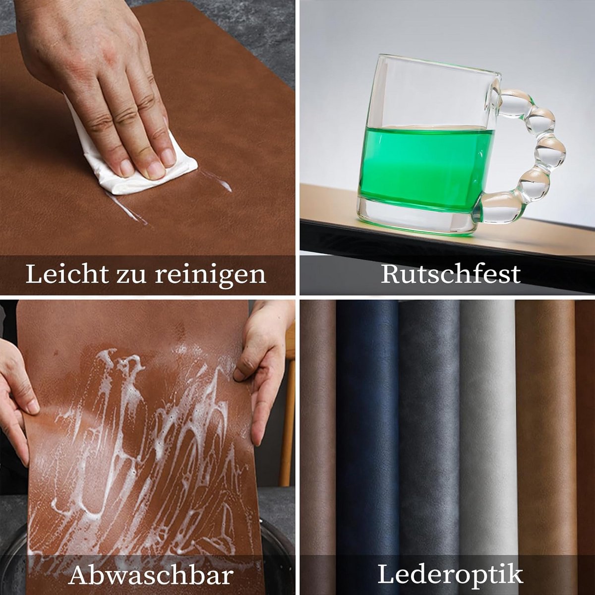 Set van 6 Afwasbare Tafelloper Onderzetters met Suède Look, Antislip en Hittebestendig