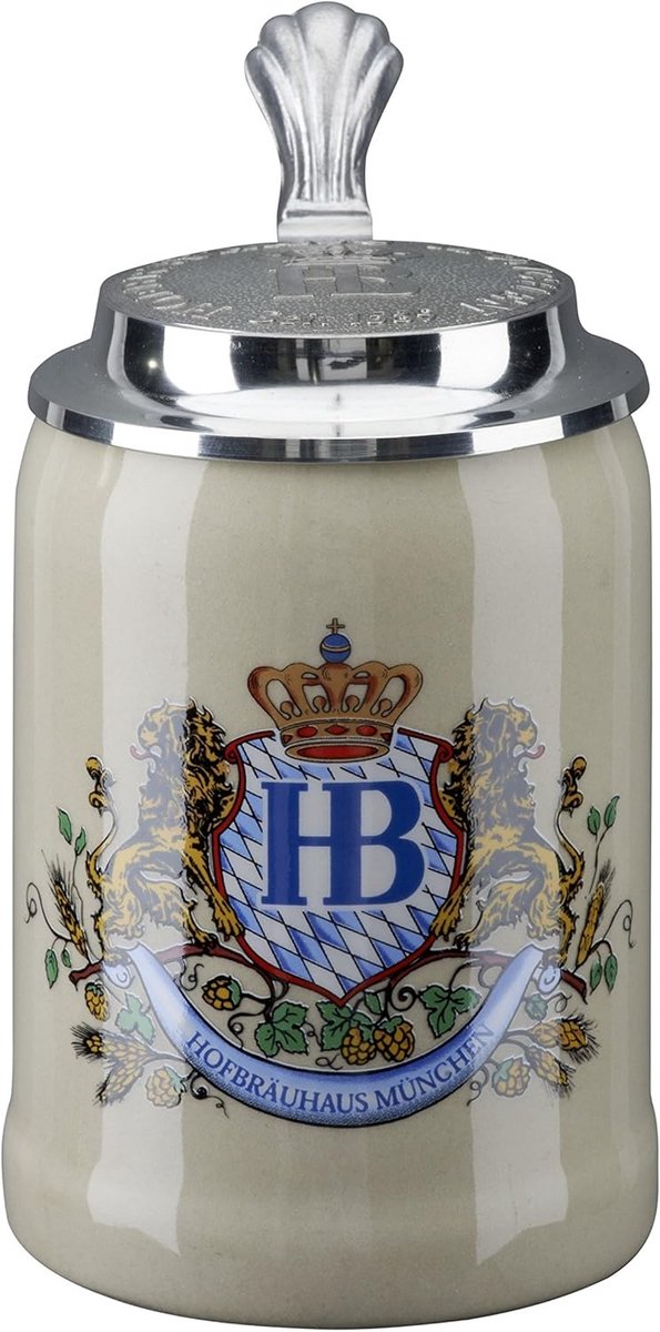 Klassieke Bierpul 0.5 Liter met Deksel voor Bierliefhebbers