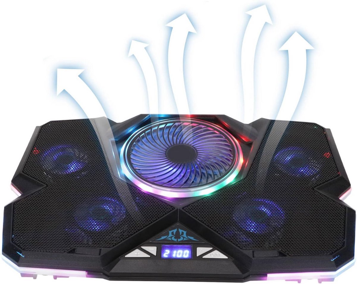 Verstelbare Laptop Koeler met 5 Stille LED Ventilatoren en RGB Verlichting