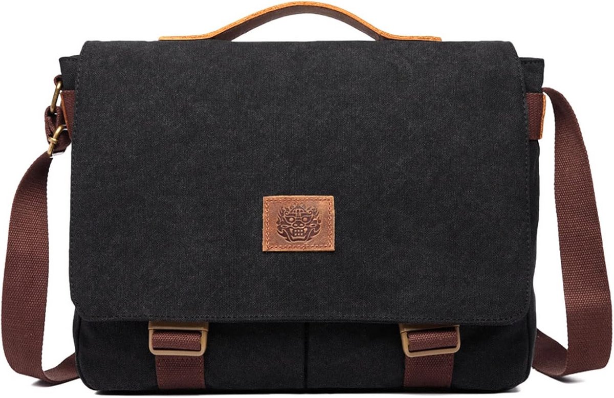 Heren Schoudertas Schoudertas Canvas – Geschikt voor 14 Inch Laptop, Werk of School