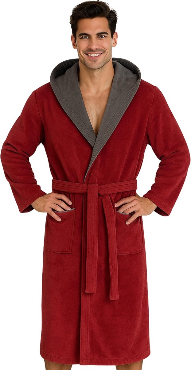 Luxe Herenbadjas van Velours en 100% Katoen met Capuchon