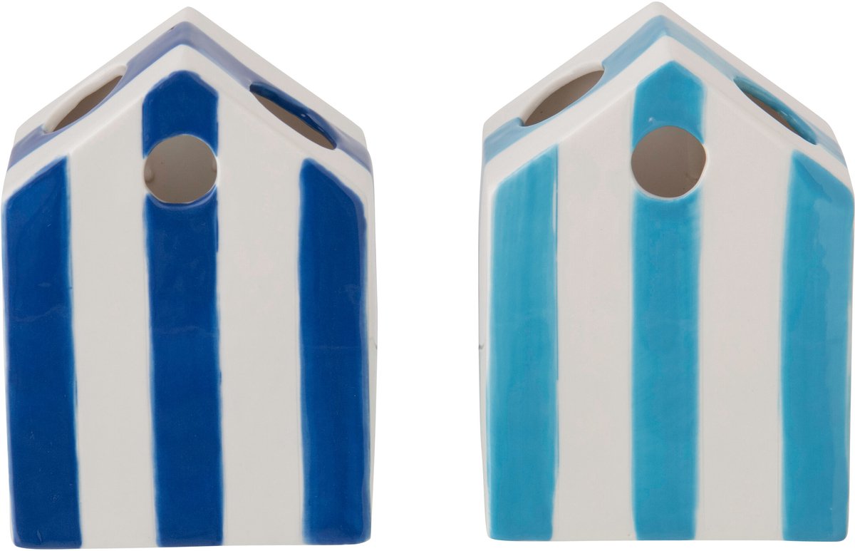 J-Line vaas Beach House Gestreept - porselein - mix - set van 2 Multi