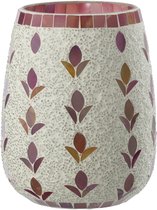 J-Line kaarshouder - glas - wit/fuchsia - large