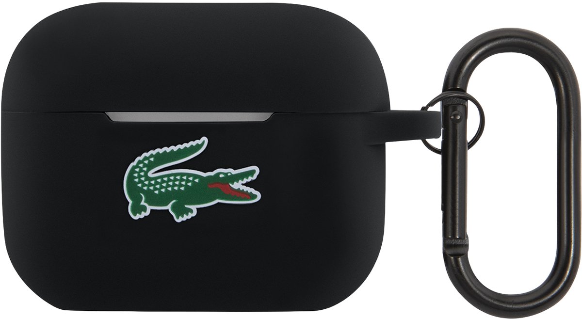 Lacoste, Siliconen hoes voor AirPods Pro 2 met karabijnhaak, Zwart