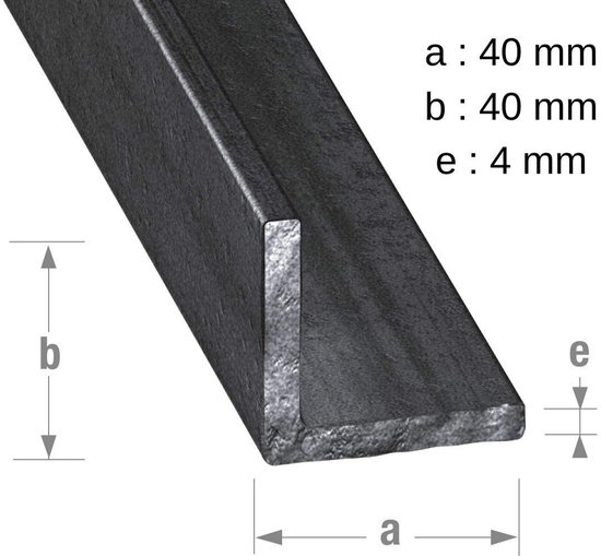 Stalen Hoekprofiel Gelamineerd 40x40x4mm - 1 Meter — afbeelding 2