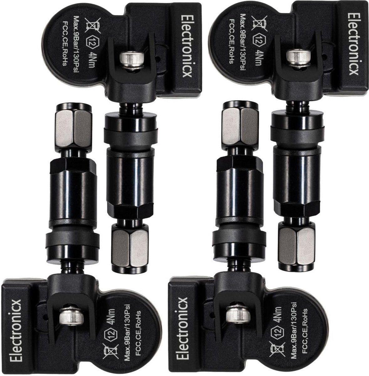 4 Stuks TPMS Bandenspanningssensoren RDKS met Metalen Ventiel, 433MHz, Geschikt voor Opel Astra K