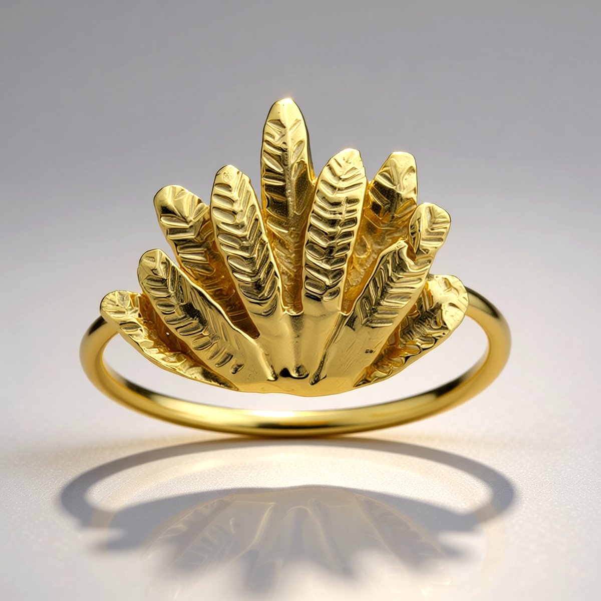 Cavill - Zilveren ring met goudkleurige vergulding - 925 Sterling zilver - Veermotief - Elegante damesring - Maat 16-21