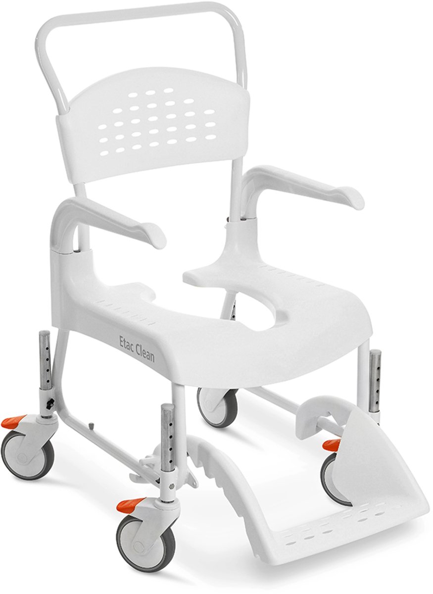 Etac Clean Toilet- en Doucherolstoel Hoogteverstelbaar – Wit