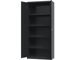 Archiefkast met slot - Metalen opbergkast - 180x80x38 cm - Zwart