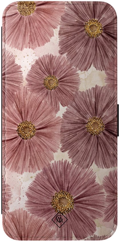 Casimoda® bookcase - Convient pour Samsung Galaxy S25 FE - Étui avec porte-cartes - Pink Bloom - Rose - Cuir synthétique