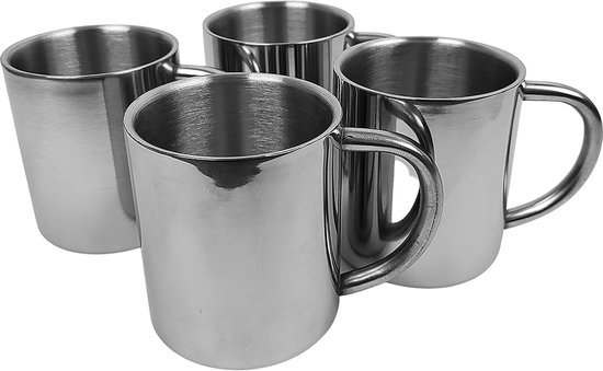Set van 4 Isolerende Dubbelwandige Camping Bekers - Roestvrij Staal, 200 ml — afbeelding 3