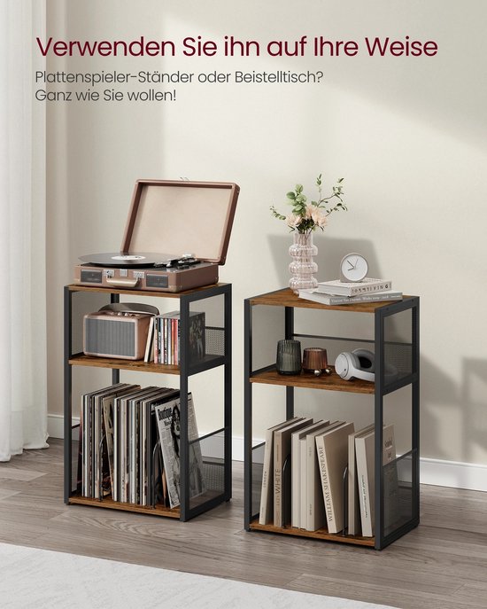 Ohana DT - Platenkast - Platenspeler Meubel - LP Opbergsysteem - 100 Platen - Eenvoudige Montage - Multifunctioneel - 3 Niveaus — afbeelding 2