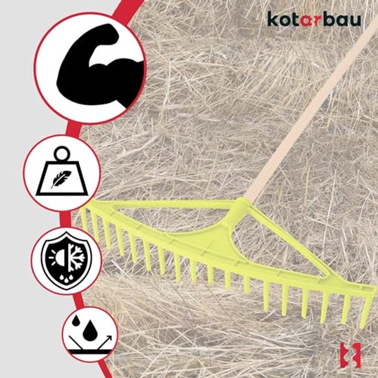 KOTARBAU® Bladhark, Tuinhark, Kunststof, 64 cm, Mintgroen, 18 Tanden, Bladbezem, met Steel, voor Gras En Heg, Lichtgewicht Hark, Stevige Hark van KOTARBAU — afbeelding 5