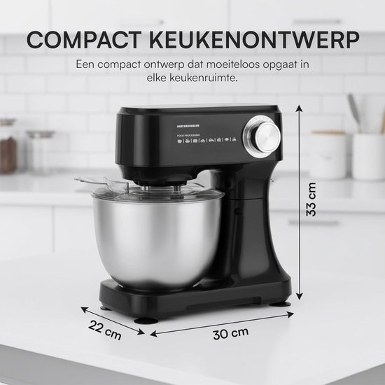 Planetaire Keukenmachine met 600W Vermogen en RVS Kom van Merkloos — afbeelding 4