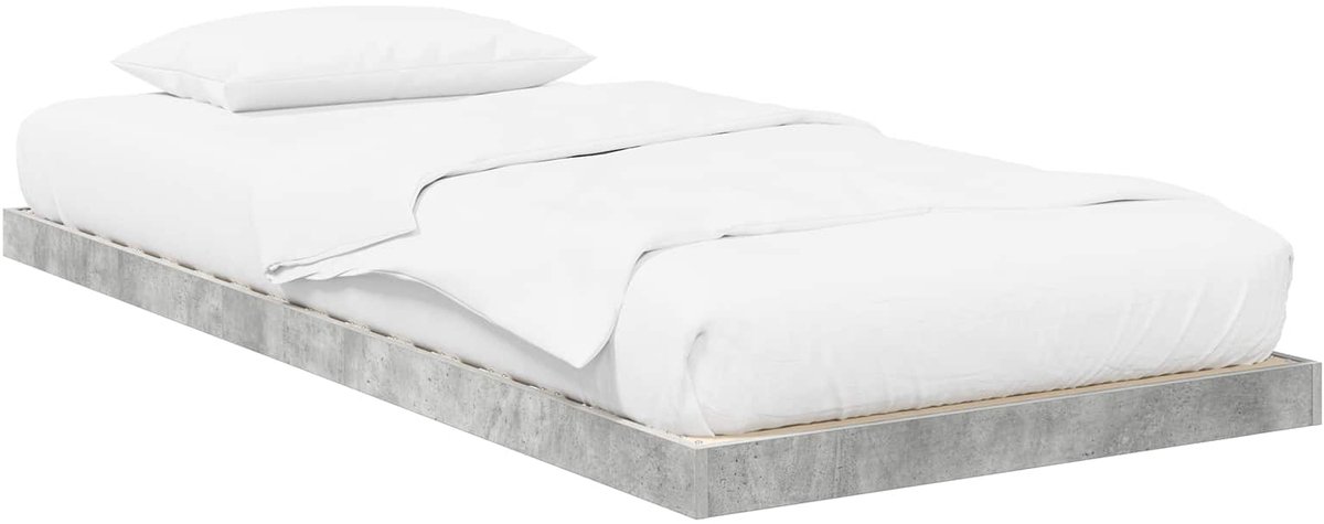 vidaXL Bedframe - Beton - Grijs - 90 - x - 200 - cm - Bewerkt - hout Beton grijs
