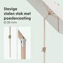 Detail van een stevige stalen parasolpaal met poedercoating, 38 mm dik.