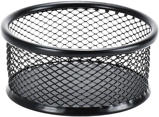 Foto: Zwarte metalen opbergbak voor nietjes binderclips en bureau accessoires