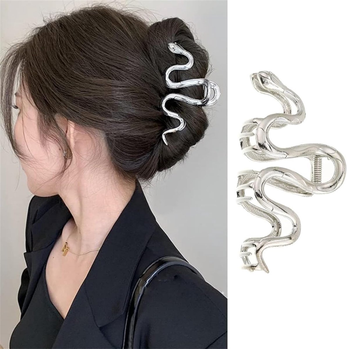 Grote Metalen Haarspeld Slang Stijl - Elegante Antislip Haar Klem voor Vrouwen