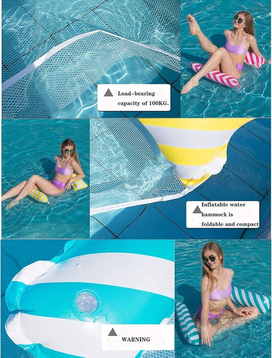 Opblaasbare Waterhangmat voor Volwassenen en Kinderen - 4-in-1 Luchtbed en Lounge Stoel voor Zwembad — afbeelding 3