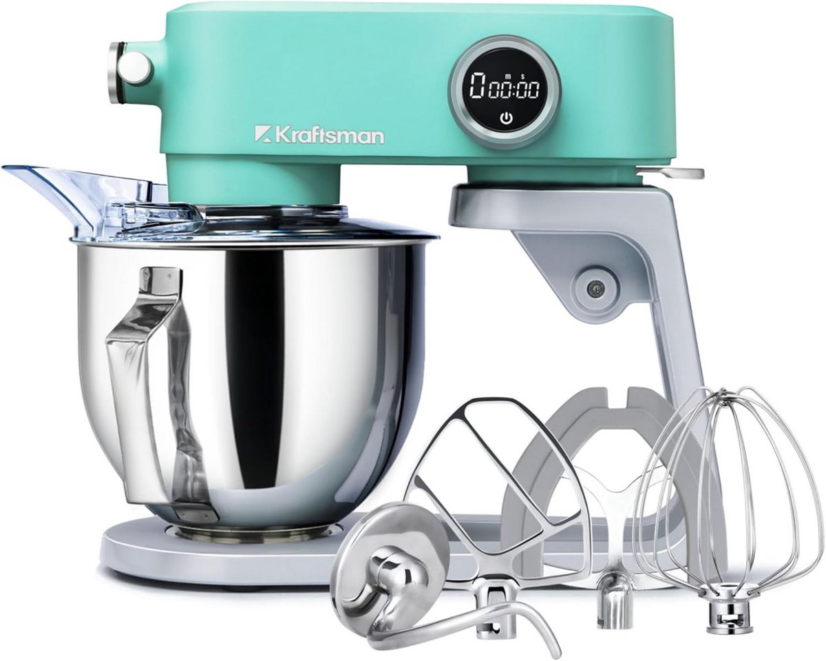 Krachtige Metalen Keukenmachine 5L - 8 Snelheden & Timer - Inclusief Garde, Deeghaak & Mixer