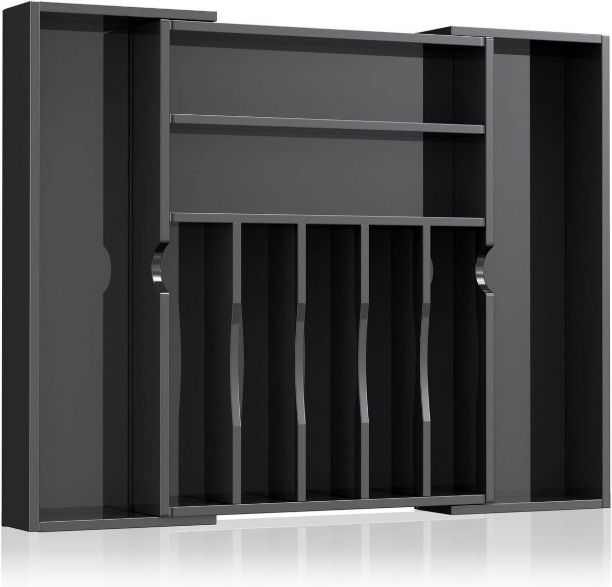 Uitbreidbare Keukenlade Organizer voor Bestek en Gebruiksvoorwerpen - Zwart