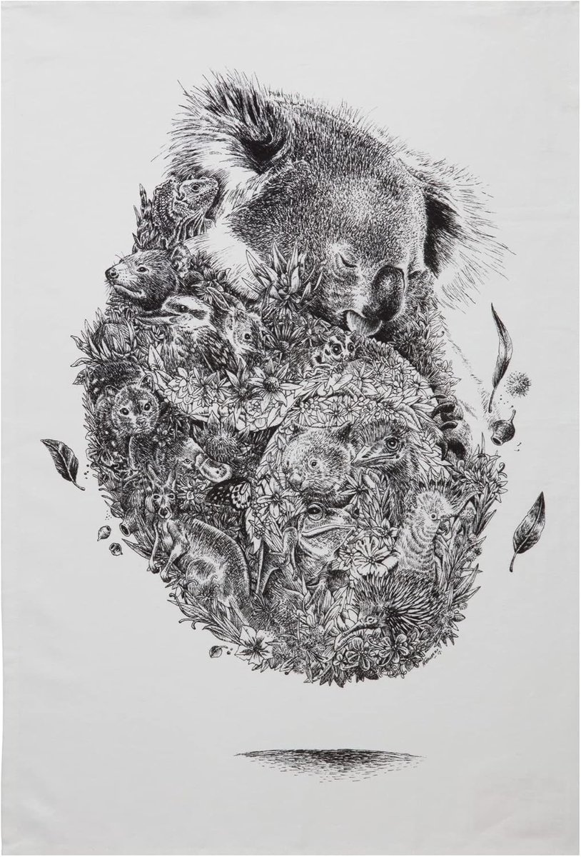 Theedoek 100% Katoen met Koala Illustratie - Keukentextiel 50x70 cm