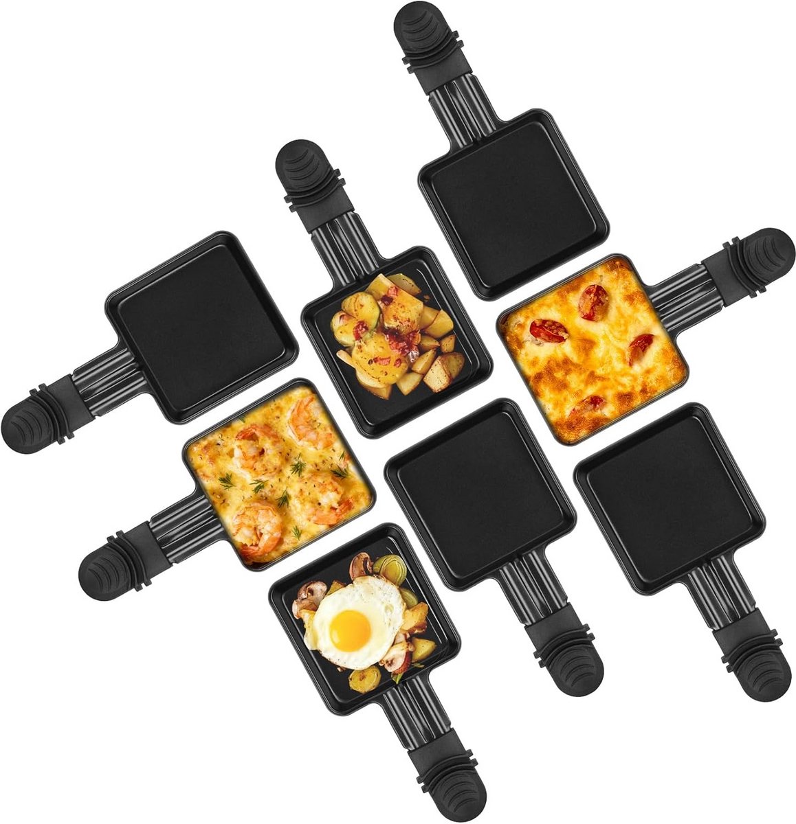 8 Stuks Raclette Pannetjes met Antiaanbaklaag voor Tafelgrill