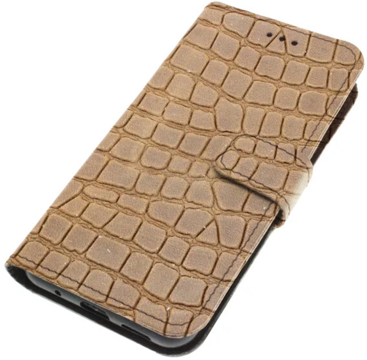 Echt leer hoesje geschikt voor Samsung Galaxy S21 Bruin kalfsleer met croco embossing