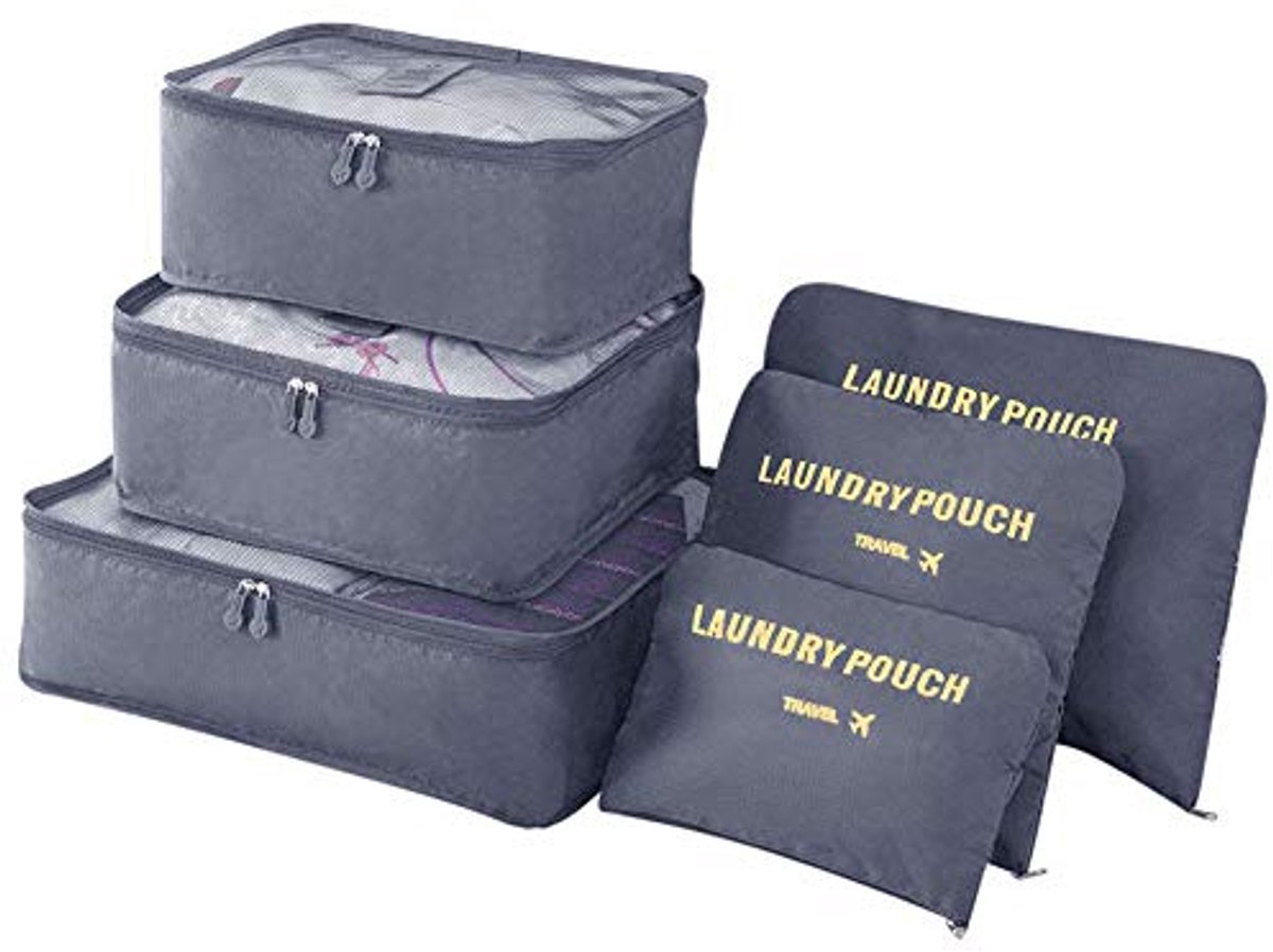 Ultiluxe® Koffer Organizers - 6 Stuks - Reisorganizers - Packing Cubes - Koffer Organizer - Lichtgewicht - Waterafstotend - Grijs