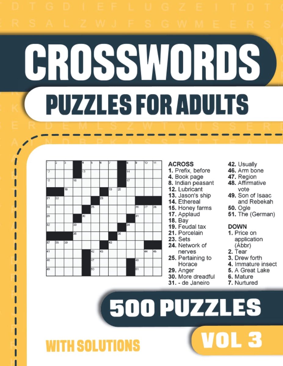 Kruiswoordpuzzels voor Volwassenen: Groot Puzzelboek met 500 Uitdagende Puzzels en Oplossingen