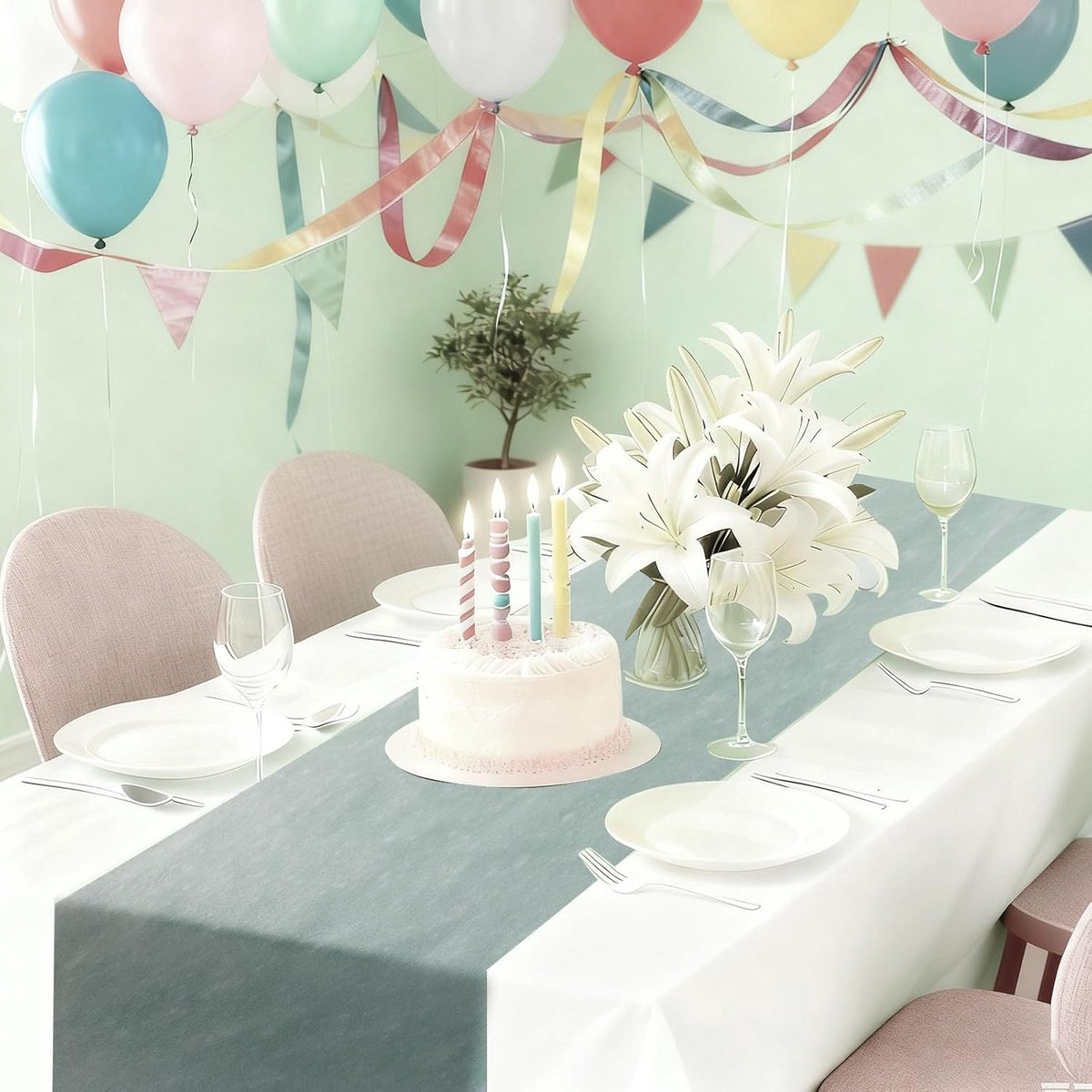 Decoratieve Tafelloper Fleece Saliegroen 30 cm x 25 m voor Feesten en Bruiloften