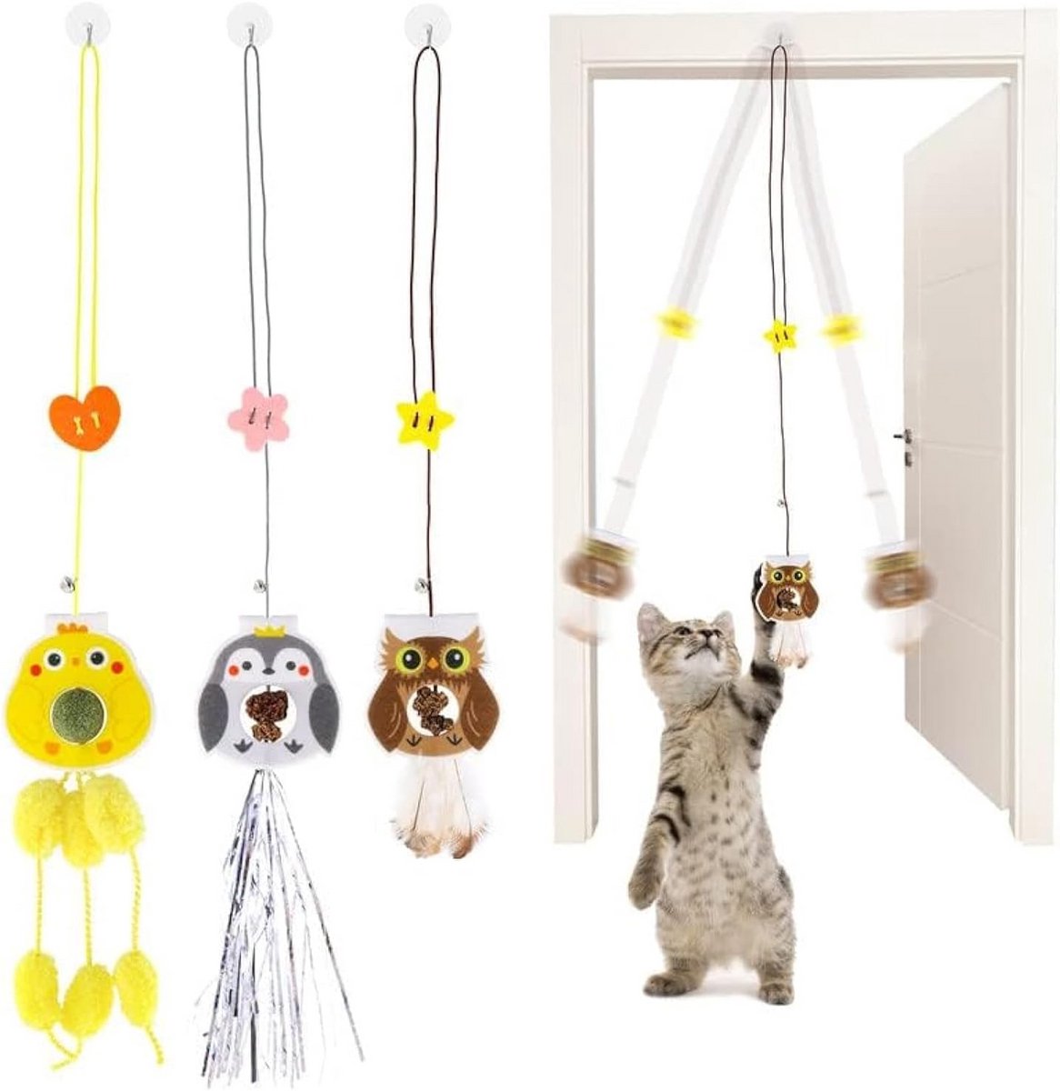 Set van 3 Interactief Kattenspeelgoed voor Ophanging - Tegen Verveling