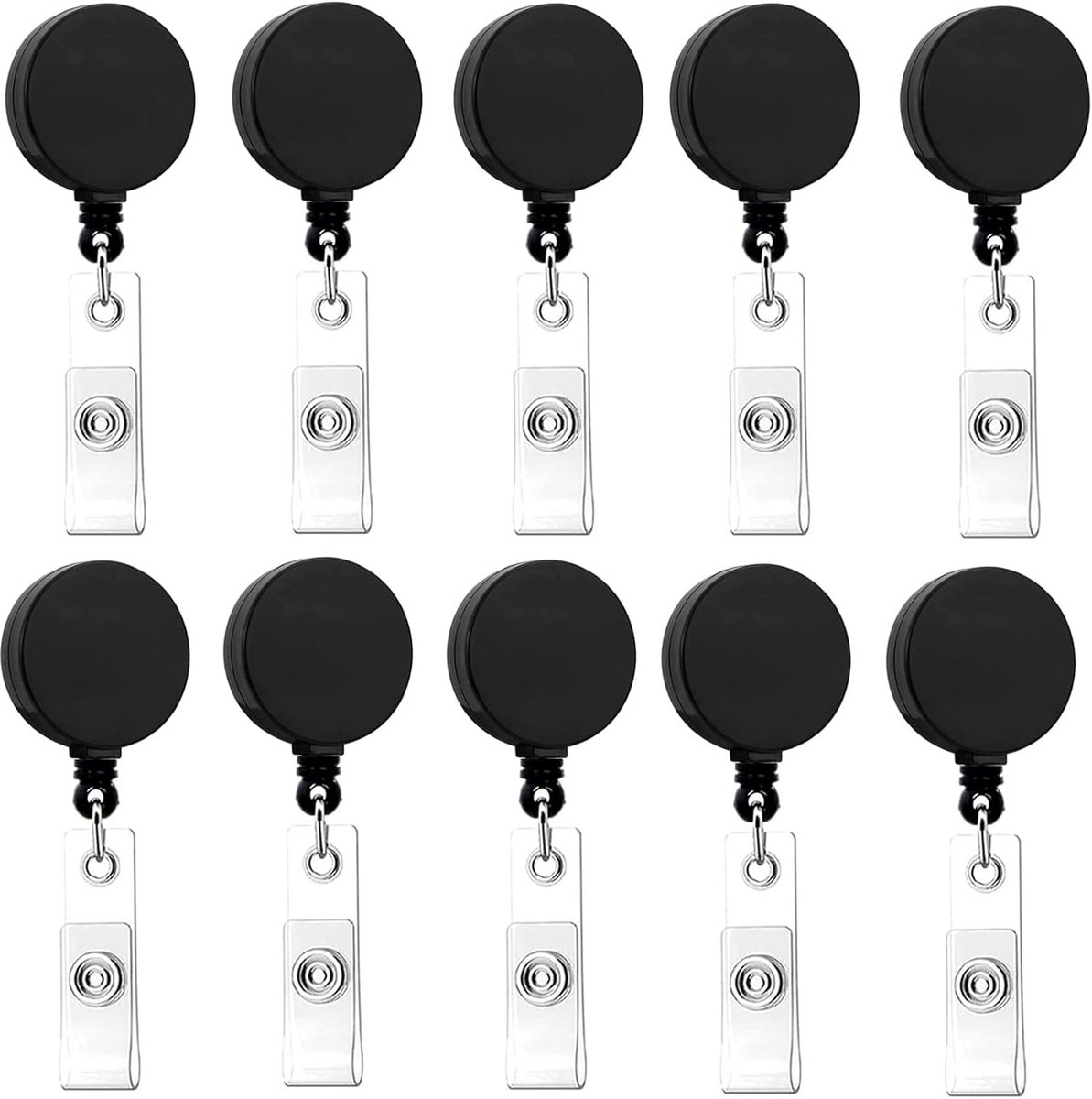 Verstelbare Badge Clips Houder met Riemclip - Set van 10 Zwarte ID Kaarthouders