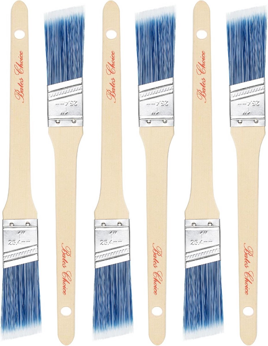 Hoekverfborstels 1 Inch Set van 6 - Voor Precisie Schilderen van Muren en Meubels