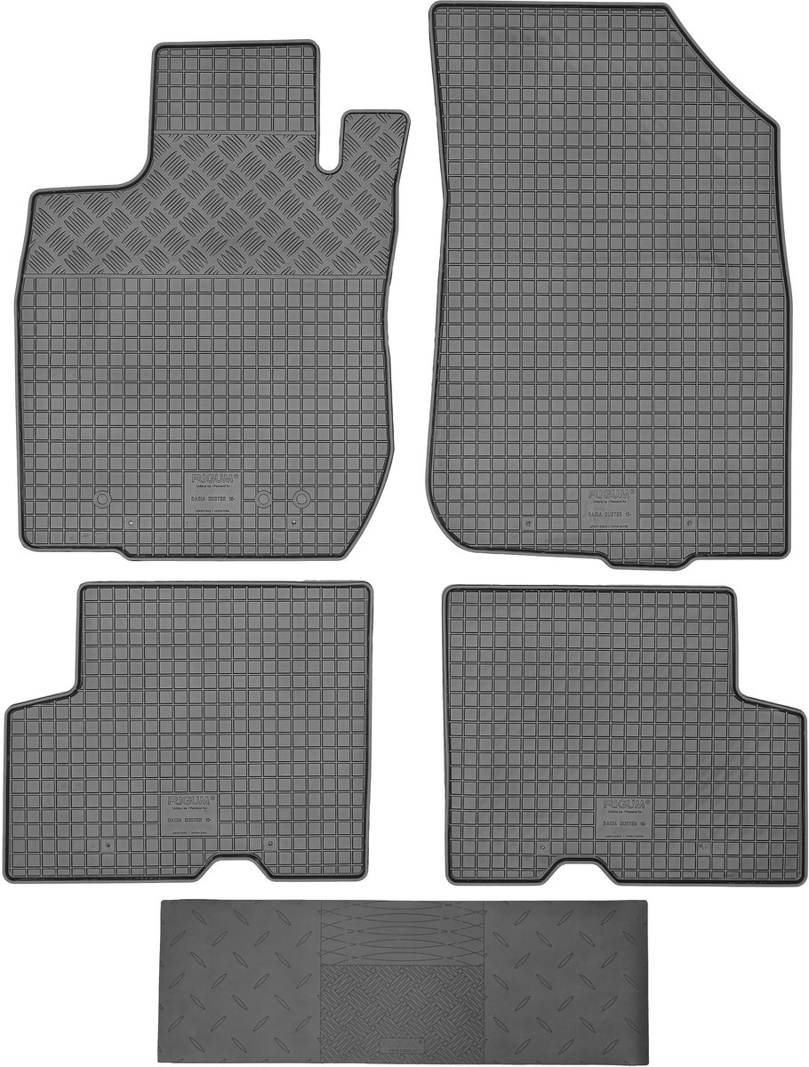 Rigum Max-Dywanik - Rubber Mat Set - Dacia Duster I SUV 2010-2017 - Zwart - 26cm