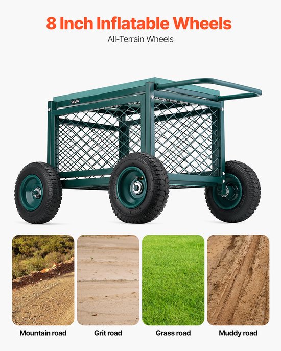 VEVOR Tuinrolstoel Rolbare tuinstoel 180 kg Tuinkar Opbergruimte 76x52x44mm van Merkloos	 — afbeelding 4