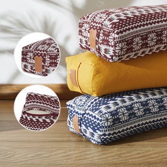 #DoYourYoga - Hoekig Yoga bolster - »Paravati« - Meditatiekussen met bio-organische Spelt vulling - L67 cm & diam.13 cm - Style (9) van #DoYourYoga — afbeelding 4