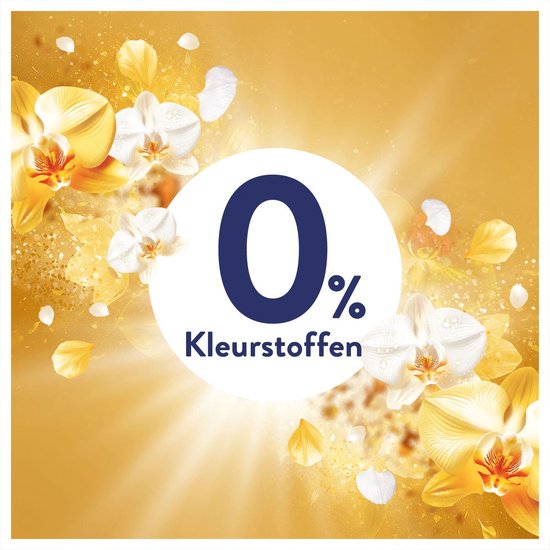 Motif floral blanc et doré. "0% Colorants"